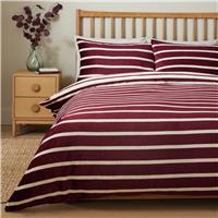 Argos Home Stripe Print Fleece Burgundy Bedding Set - Single