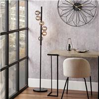 Pacific Blair Smoke Glass Ball Floor Lamp - Black