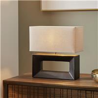 Pacific Block Ceramic Rectangular Table Lamp - Black & Cream