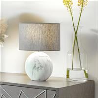Pacific Crestola Ceramic Disc Table Lamp - White & Grey
