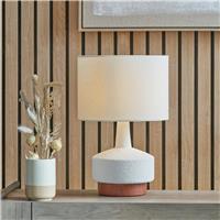 Pacific Elio Ceramic Wood Effect Table Lamp - White