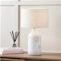 Pacific Flora Ceramic Table Lamp - White & Grey
