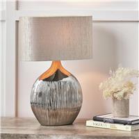 Pacific Gemini Ceramic Silver Etched Table Lamp - Grey