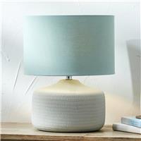 Pacific Kai Textured Ceramic Table Lamp - Duck egg & Natural