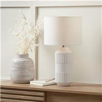 Pacific Meribel Ceramic Geo Textured Tall Table Lamp - White