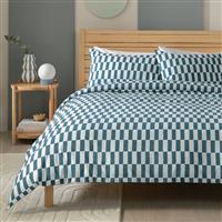 Habitat Checkerboard Blue Bedding Set - Double