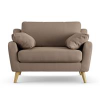 Habitat Ivor Fabric Cuddle Chair - Biscuit - Ash Leg