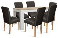 Argos Home Preston Grey Dining Table & 6 Chocolate Chairs