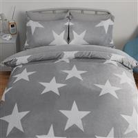 Argos Home Fleece Stars Grey & White Bedding Set - Single