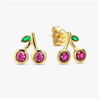 Revere Sterling Silver Cherry Gold Plated Stud Earrings