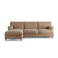 Habitat Askem Velvet Left Hand Corner Sofa - Latte - Ash Leg