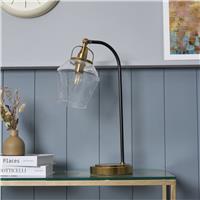 BHS Leni Bubble Glass Table Lamp - Brass & Black