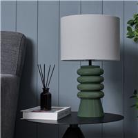 BHS Quad Ribbed Glass Table Lamp - Green
