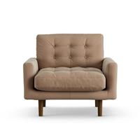 Habitat Fenner Velvet Armchair - Latte - Dark Leg