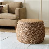 Habitat Cove Fabric Storage Ottoman - Brown & Cream