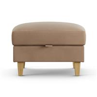 Habitat Felin Velvet Storage Footstool - Latte