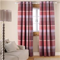 Argos Home Check Blackout Eyelet Curtain - Red - 229x168cm