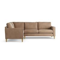 Habitat Flint Velvet Left Hand Corner Sofa - Latte - Ash Leg