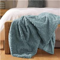 Habitat Faux Fur Textured Throw - Blue - 125x150cm