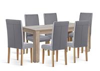 Argos Home Preston Extending Oak Dining Table &6 Grey Chair