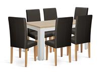 Argos Home Wood Effect Dining Table & 6 Chocolate Chair