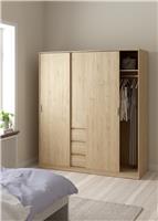 Tvilum Naia 3 Door 3 Drawer Wardrobe - Oak