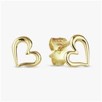 Revere 9ct Yellow Gold Small Open Heart Stud Earrings