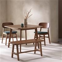 Habitat x Scion Esala Dining Table,1 Bench & 2 Walnut Chairs