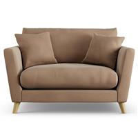 Habitat Lomond Fabric Cuddle Chair - Latte - Ash Leg