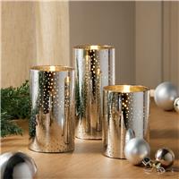 Argos Home Pack of 3 Silver Coloured Glass Pillar Candles