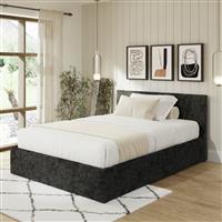 GFW End Lift Kingsize Velvet End Lift Ottoman Bed - Black