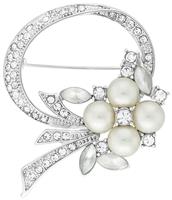 Jon Richard Open Bouquet Pearl and Crystal Brooch