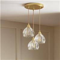 Argos Home Petal Glass 3 Light Cluster Ceiling Light - Brass