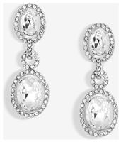 Jon Richard Silver Plated Crystal Stone Halo Drop Earrings