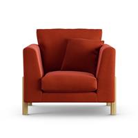 Habitat Aston Velvet Armchair - Burnt Orange - Ash Leg