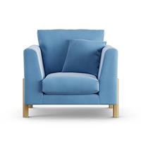 Habitat Aston Velvet Armchair - Sky Blue - Ash Leg