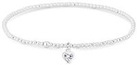 Simply Silver Sterling Silver Beaded Heart Stretch Bracelet