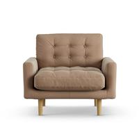 Habitat Fenner Velvet Armchair - Latte - Ash Leg