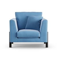 Habitat Aston Velvet Armchair - Sky Blue - Black Leg