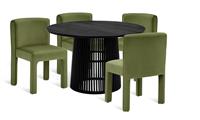 Habitat Jericho Round Black Dining Table & 4 Green Chairs