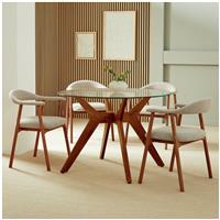 Habitat Zela Glass Walnut Dining Table & 4 Walnut Chairs