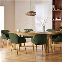 Argos Home Miami Oak Extend Dining Table & 6 Green Chairs