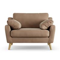 Habitat Ivor Velvet Cuddle Chair - Latte - Ash Leg