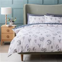 Habitat Floral Grid Print White and Blue Bedding Set- Double