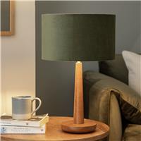 Habitat Tapered Wood Table Lamp - Walnut & Green