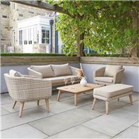 Pacific Cabon 5 Seater Rattan Effect Garden Sofa Set-Natural
