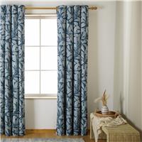 Habitat Leaf Blackout Eyelet Curtain - Blue - 137x117cm