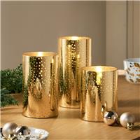 Argos Home Pack of 3 Gold LED Candles Christmas Decoration