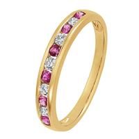 Revere 9ct Gold 0.15ct Diamond and Ruby Eternity Ring - I