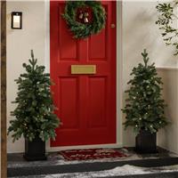 Habitat Pack of 2 3ft Pre Lit Potted Porch Christmas Tree